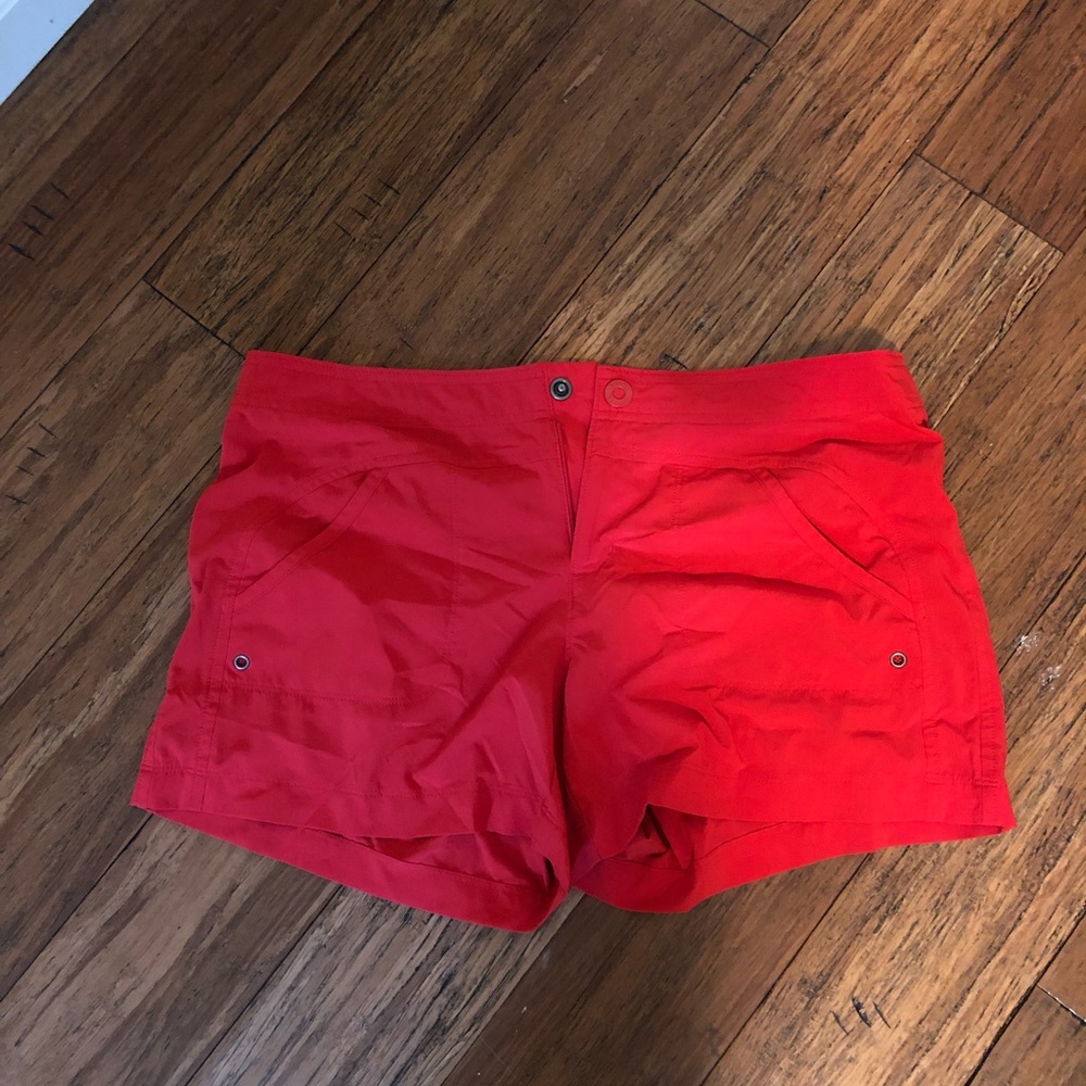 Red Athleta workout shorts